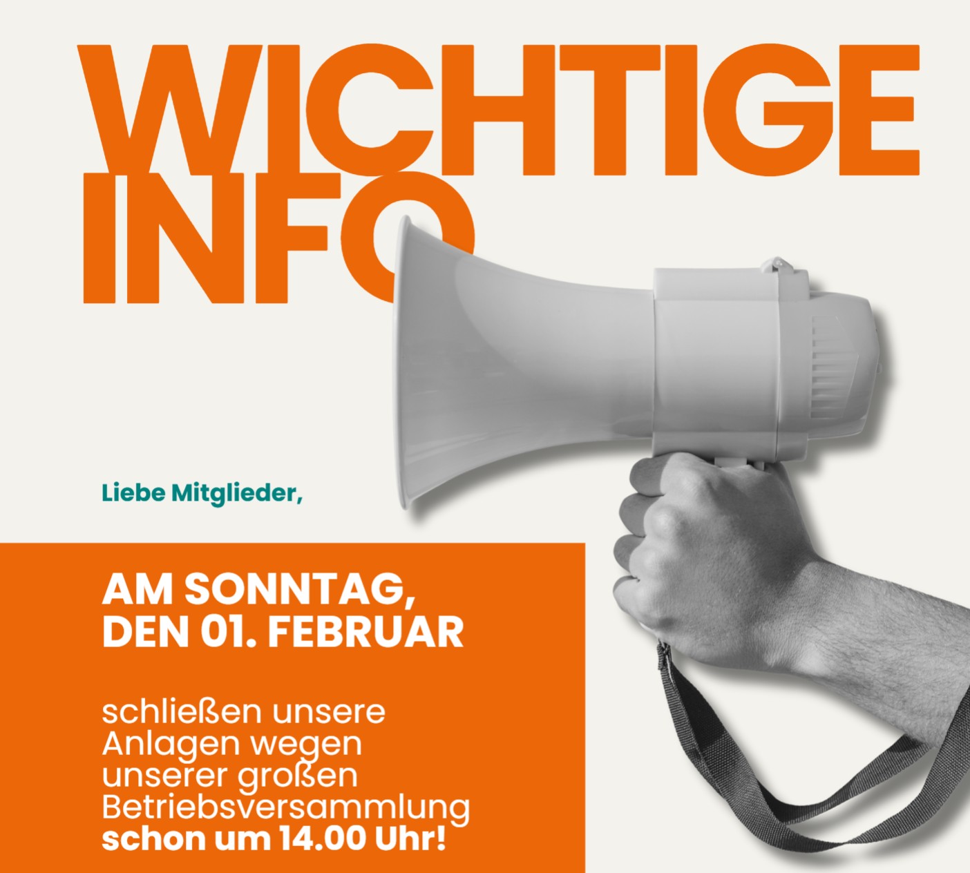 Wichtige Info für Sonntag, den 01. Februar 2026 !